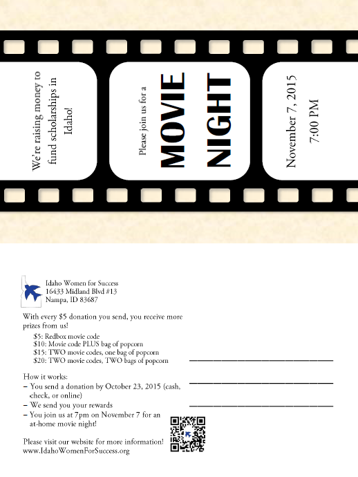 Movie Night fundraiser postcard